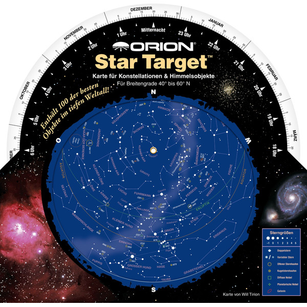 Orion Sterrenkaart Drehbare Sternkarte Star Target für 40°-60° nord