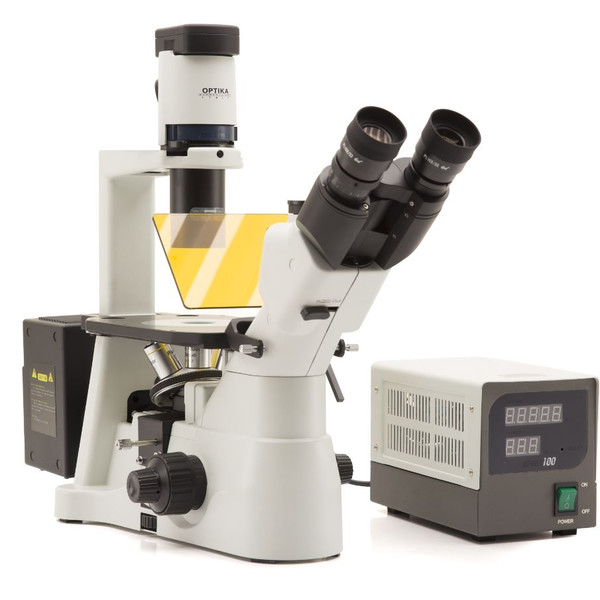 Optika Omgekeerde microscoop Mikroskop IM-3F-UK, trino, invers, phase, FL-HBO, B&G Filter, IOS LWD W-PLAN, 40x-400x, UK