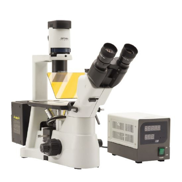 Optika microscoop IM-3FL4-UK, trino, omgekeerd, FL-HBO, B&G filter, IOS LWD U-PLAN F, 100x-400x, UK