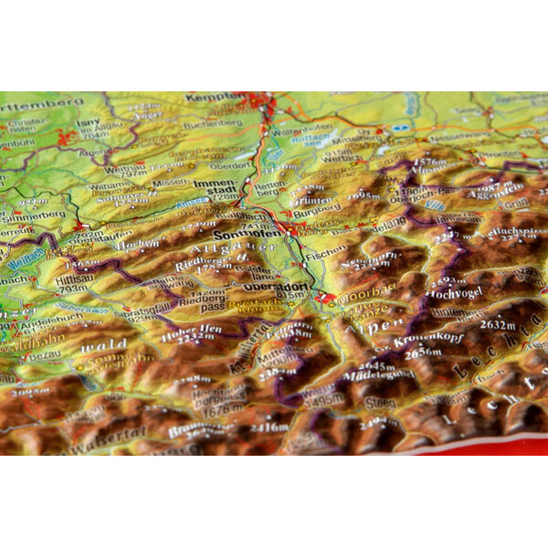 Georelief Regionale kaart Allgäu Bodensee 3D Reliefkarte (77 x 57 cm)