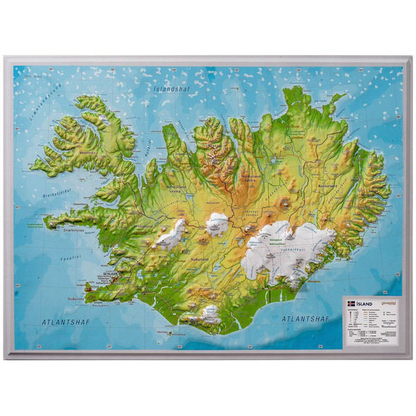 Georelief 3D-reliëfkaart, IJsland (klein)