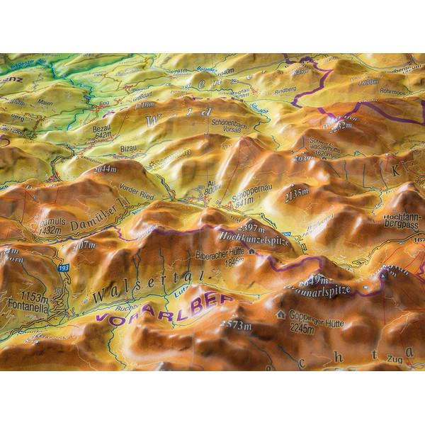 Georelief Regionale kaart Allgäu Bodensee 3D Reliefkarte (77 x 57 cm)