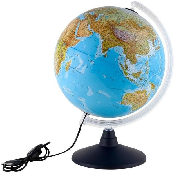 Idena Globe Verlichte wereldbol met dubbelbeeld cartografie 30cm