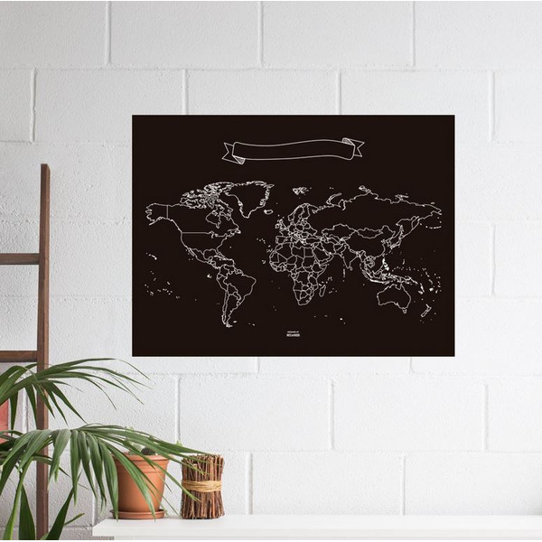 Miss Wood Wereldkaart Chalkboard XL