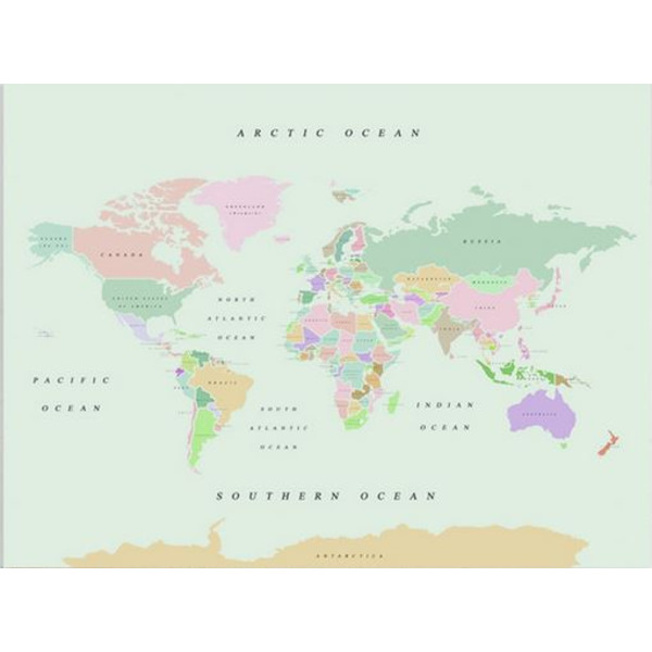 Miss Wood Wereldkaart Woody Map Watercolor Retro XL