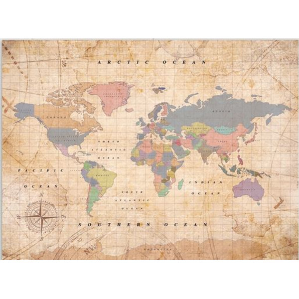 Miss Wood Wereldkaart Houten Kaart Aquarel Old School XL