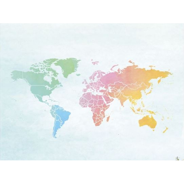 Miss Wood Wereldkaart Houten Kaart Aquarel Splash XL