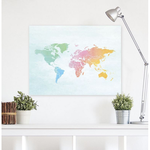 Miss Wood Wereldkaart Houten Kaart Aquarel Splash XL