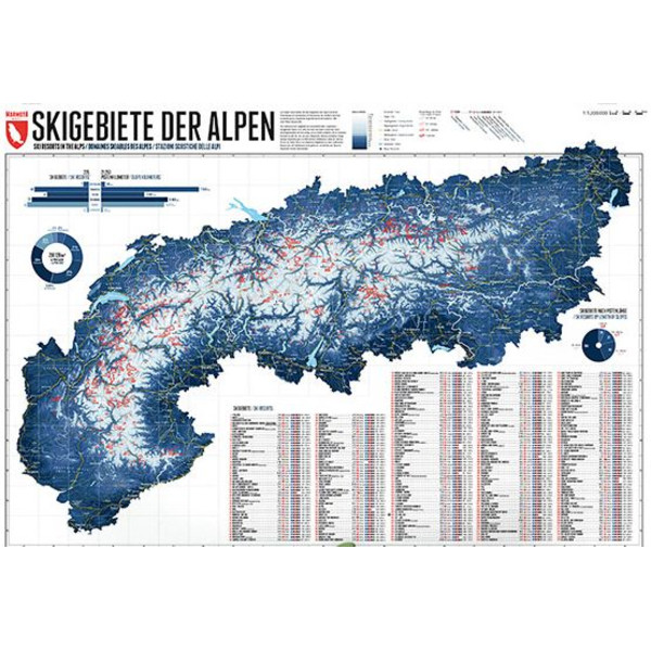 Marmota Maps Regionale kaart Map of the Alps with 268 Ski Resorts
