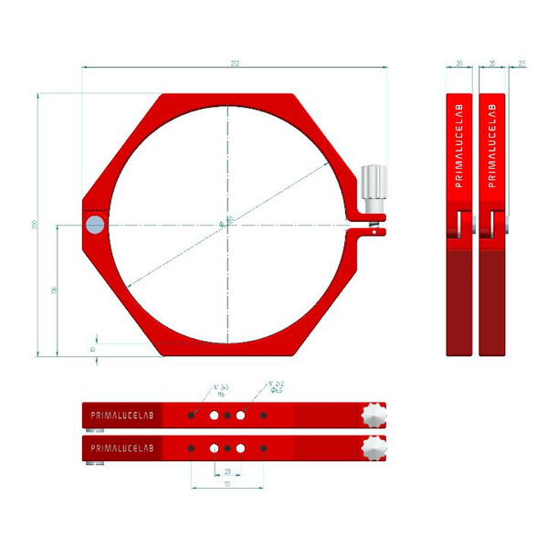 PrimaLuceLab Buisringen Rohrschellen PLUS 180mm