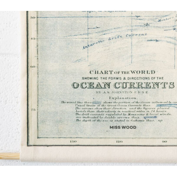 Miss Wood Wereldkaart Woody Cotton Map Oceans