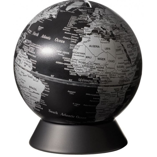 TROIKA Globe Orion Matzwarte spaarpot 14cm