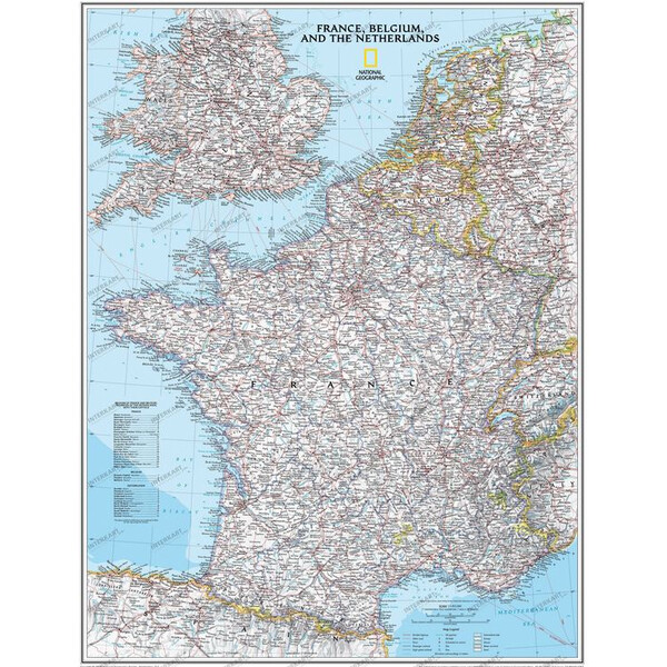 National Geographic Kaart Frankrijk prikbord ingelijst (Engels)