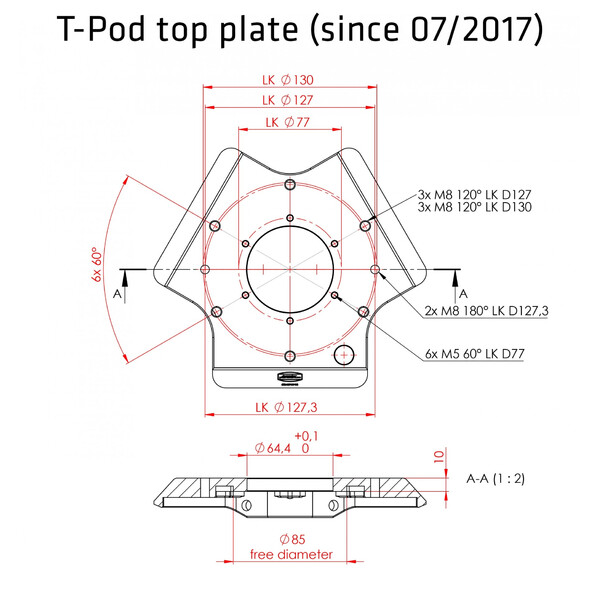 Avalon Statief T-Pod 75-110cm