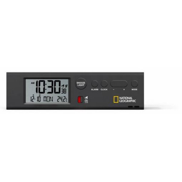 National Geographic Radiogestuurde wereldtijdwekker met thermometer en Zaklamp
