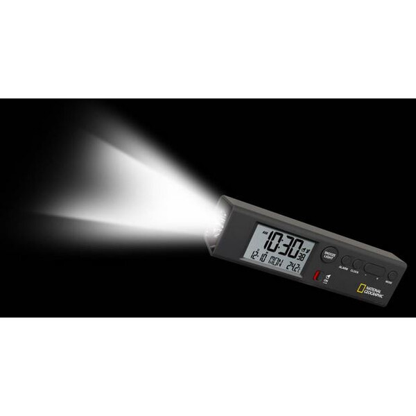 National Geographic Radiogestuurde wereldtijdwekker met thermometer en Zaklamp