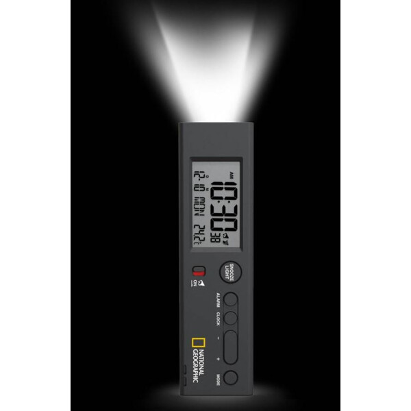 National Geographic Radiogestuurde wereldtijdwekker met thermometer en Zaklamp