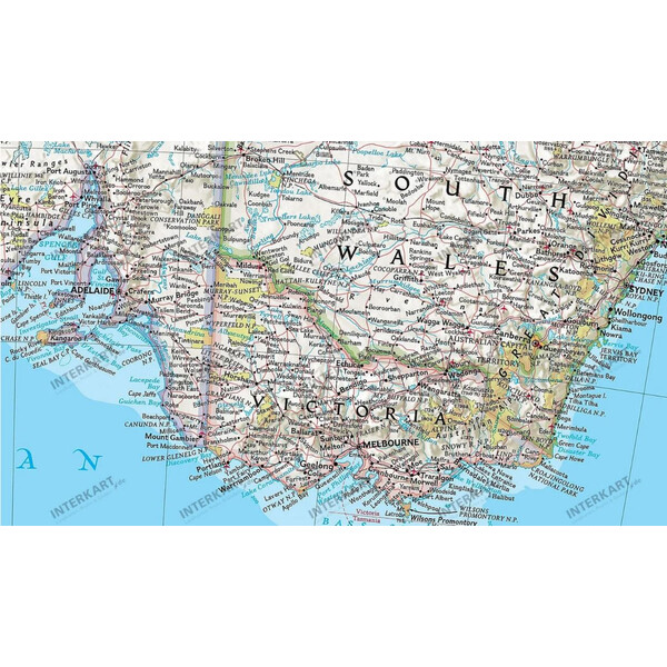 National Geographic continentkaart Australië, politiek (Engels)