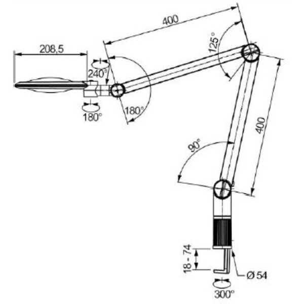 Eschenbach Vergrootglazen Lupenleuchte varioLED+, 3,55D, 1,9x, Ø132mm, AA100mm