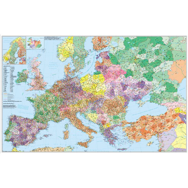 Stiefel continentkaart Europa met Turkije Straat- en postcodekaart (Meertalig)