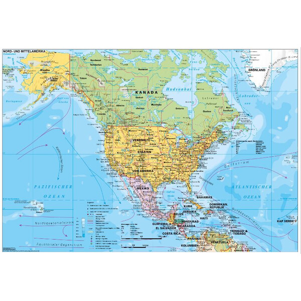 Stiefel continentkaart Nord- und Mittelamerika politisch (137x89)