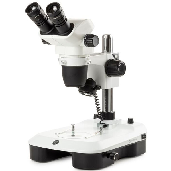 Euromex Stereo zoom microscoop NZ.1702-M, 6,5-55x, zuil, gereflecteerd en doorgelaten licht, bino, Spiegels voor dark field, embryologie