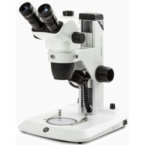 Euromex Stereo zoom microscoop NZ.1903-S, 6.7-45x, Gear rack en pinion, Invallend en Doorgelaten licht, Trino