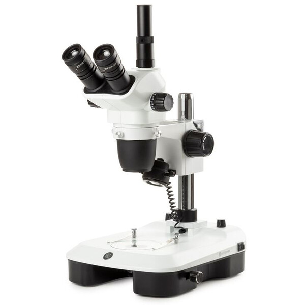 Euromex Stereo zoom microscoop NZ.1903-M, 6.7-45x, zuil, gereflecteerd en doorgelaten licht, trino, Spiegels voor dark field, embryologie
