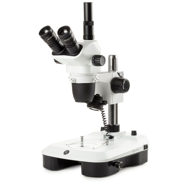 Euromex Stereo zoom microscoop NZ.1703-M, 6,5-55x, zuil, invallend en doorgelaten licht, trino, Spiegels voor dark field, embryologie