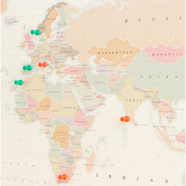 Miss Wood Wereldkaart Woody Map Watercolor Colonial L