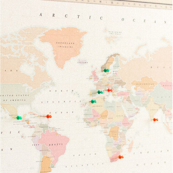 Miss Wood Wereldkaart Woody Map Watercolor Colonial L