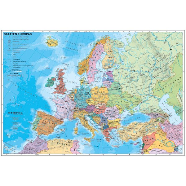 Stiefel continentkaart Europa, politiek (Engels)