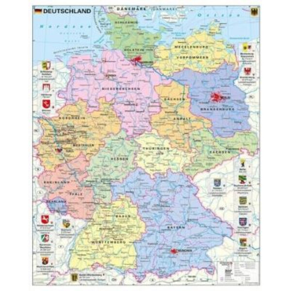 Stiefel Kaart Deutschland politisch mit Wappen