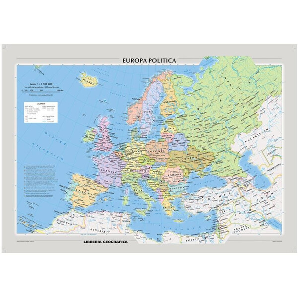 Libreria Geografica continentkaart Europa fisica e politica