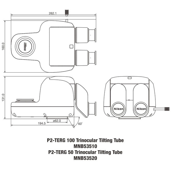 Nikon Stereo zoom kop P2-TERG 50 trino ergo tube (100/0 : 50/50), 0-30°