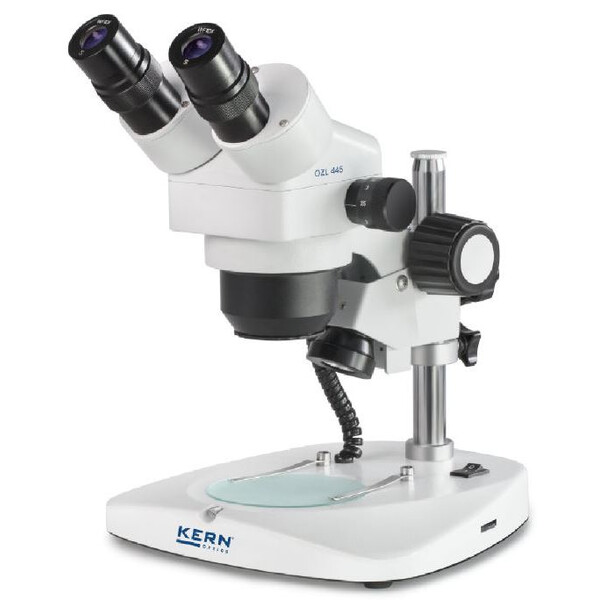 Kern Stereo zoom microscoop OZL 445, Greenough, zuil, bino, 0.75-3.6x,10x/21, 0.35W LED