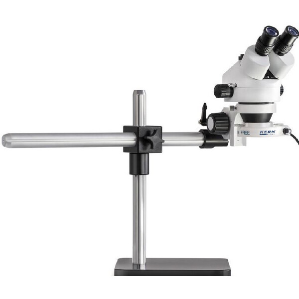 Kern Stereo zoom microscoop OZL 961, bino, 0.7-4.5x, telescooparm Statief (plaat), LED ringverlichting