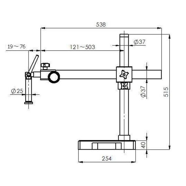 Kern Stereo zoom microscoop OZM 913, trino, 7x-45x, HSWF 10x23 mm, Stativ, Einarm (515 mm x 614 mm) m. Tischplatte, Ringlicht LED 4.5 W