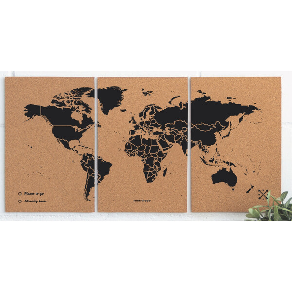 Miss Wood Wereldkaart Puzzelkaart M - Zwart