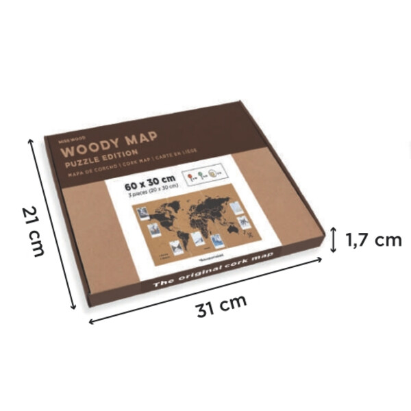 Miss Wood Wereldkaart Puzzelkaart M - Zwart