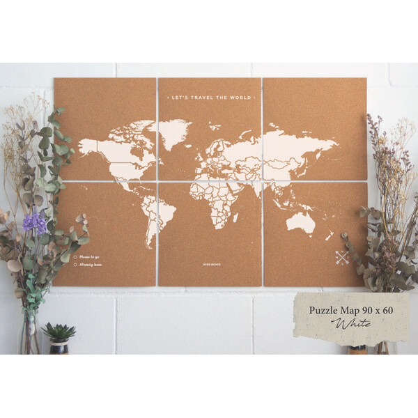 Miss Wood Wereldkaart Puzzle Map XL - White