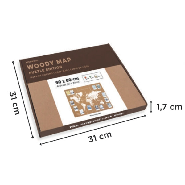 Miss Wood Wereldkaart Puzzle Map XL - White