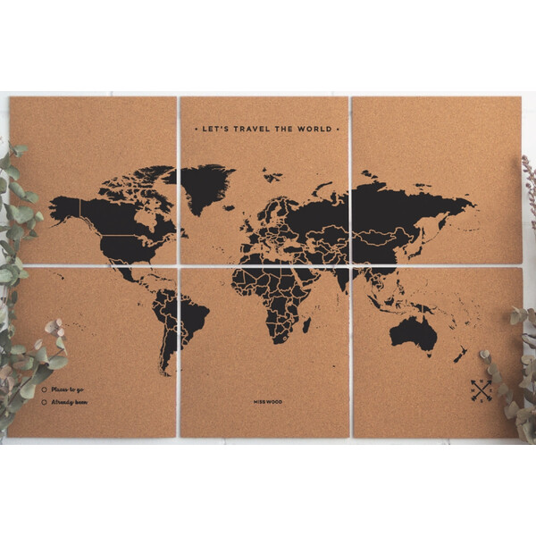 Miss Wood Wereldkaart Puzzelkaart XL - Zwart