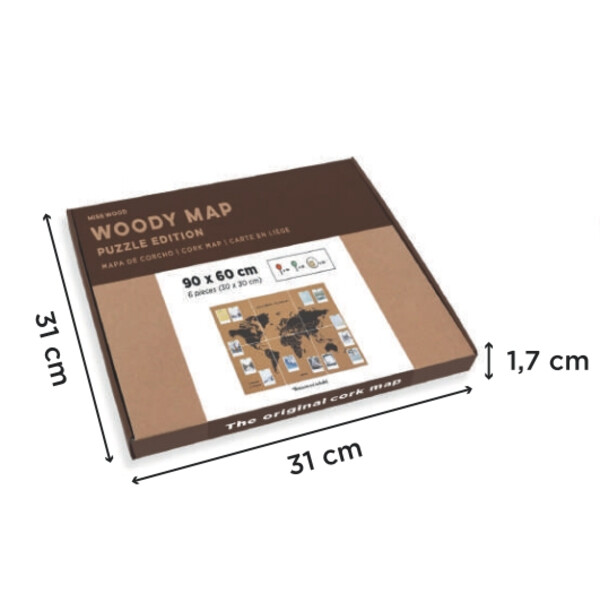 Miss Wood Wereldkaart Puzzelkaart XL - Zwart