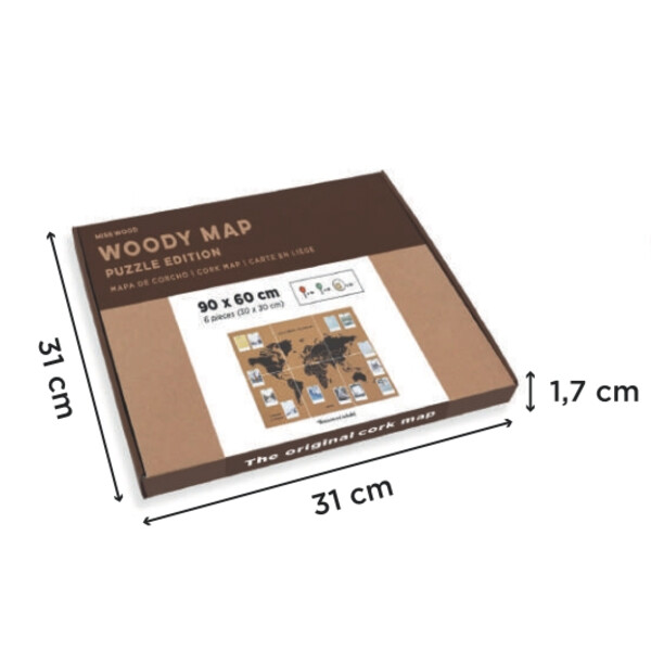 Miss Wood Wereldkaart Puzzle Map XL - Black