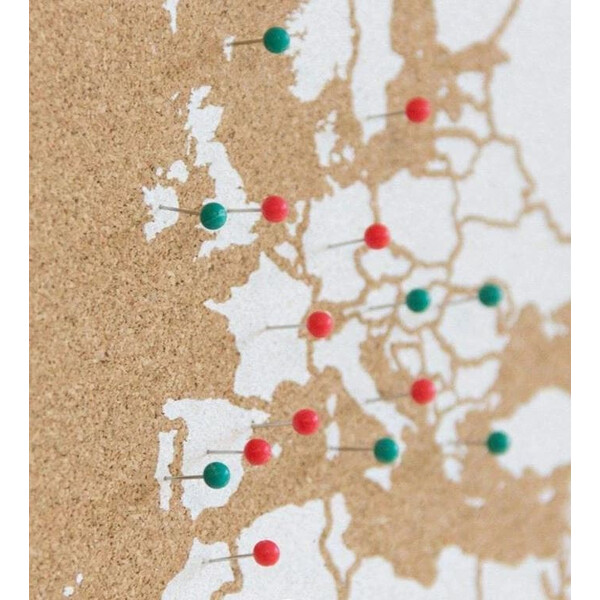 Miss Wood Wereldkaart Woody Map Natural Cork XXXL white