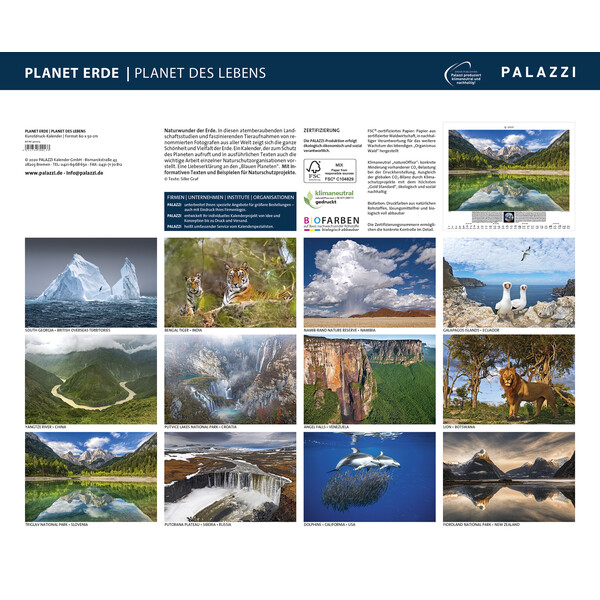 Palazzi Verlag Kalender Planet Earth 2021