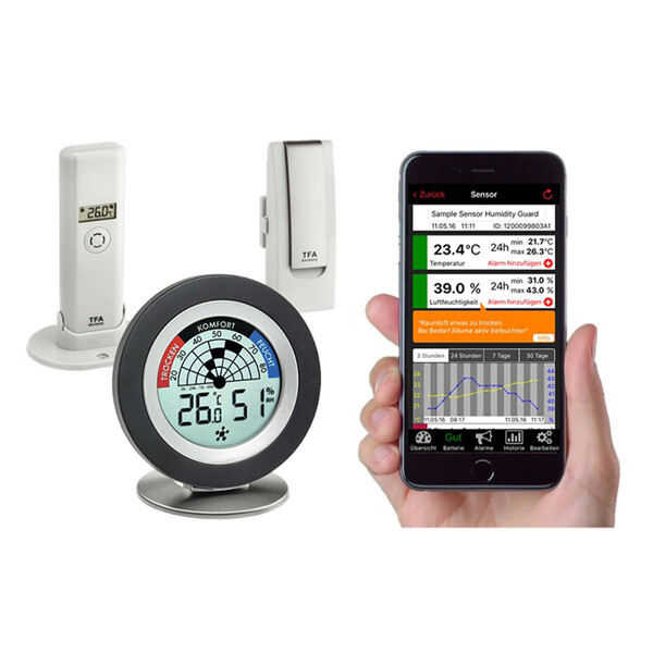 TFA Weerstation Set zur Raumklimaüberwachung mit Lüftungsempfehlung WEATHERHUB COSY RADAR