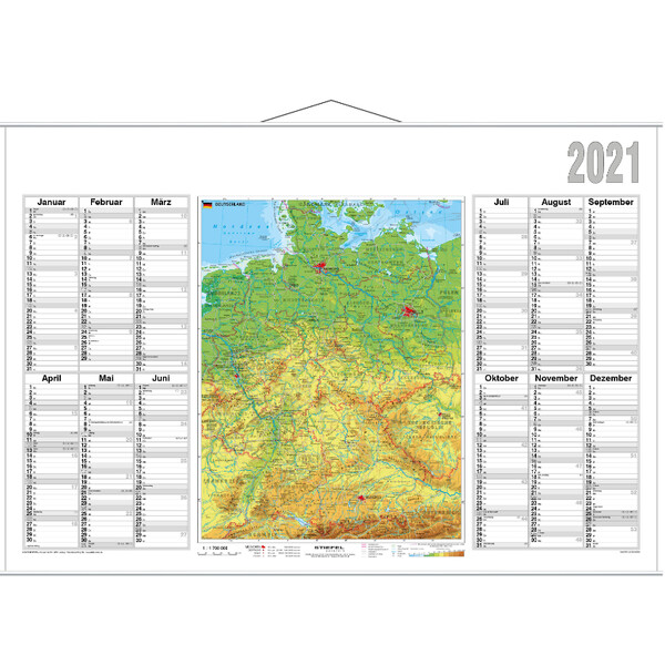 Stiefel Kaart Jaarplanner 2021 Duitsland fysiek