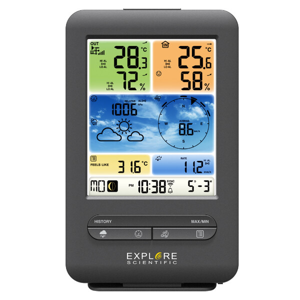 Explore Scientific Weerstation WLAN-Wettercenter mit 5-in-1 Profi-Sensor V